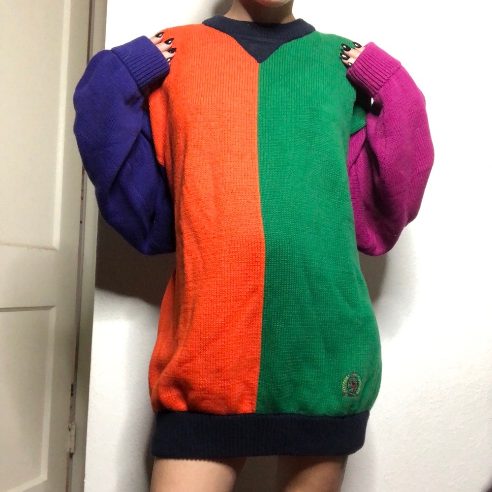 Tommy Hilfiger multicolor colorblock sweater xl